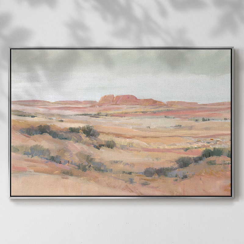 Southwest Landscape II, peinture sur toile encadrée, H 17 po x l 25 po x P 2 po, Encadrement argenté
