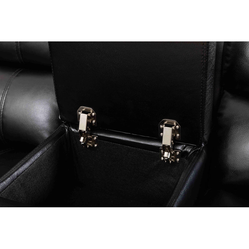 Canapé modulaire inclinable en cuir Vegan avec système audio 3 pièces Bracyn, Similicuir noir