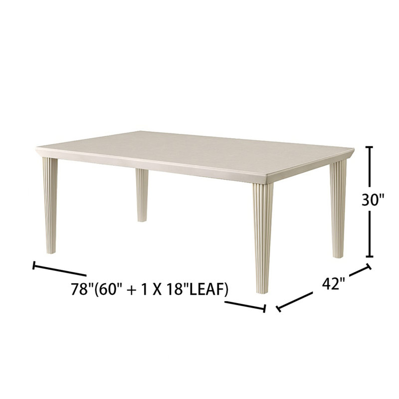 Élégante table de salle à manger rectangulaire avec rallonge extensible au fini blanc antique