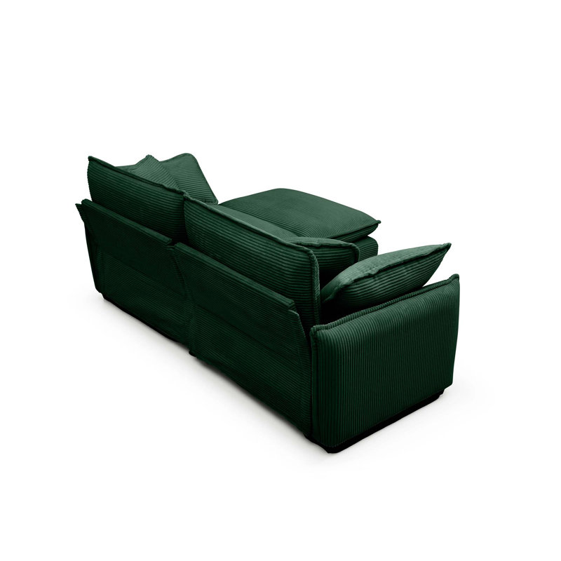 Canapé modulaire 2 places avec repose-pieds et coussins Paramveer, Vert, L 81 po