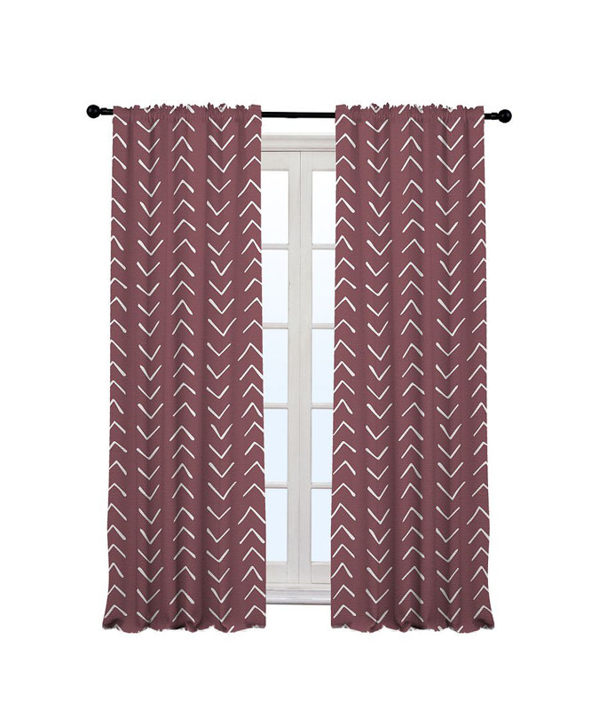 Bohemian Room Lined Single Panel Curtain, 140cm Width x 295cm Drop, Rose