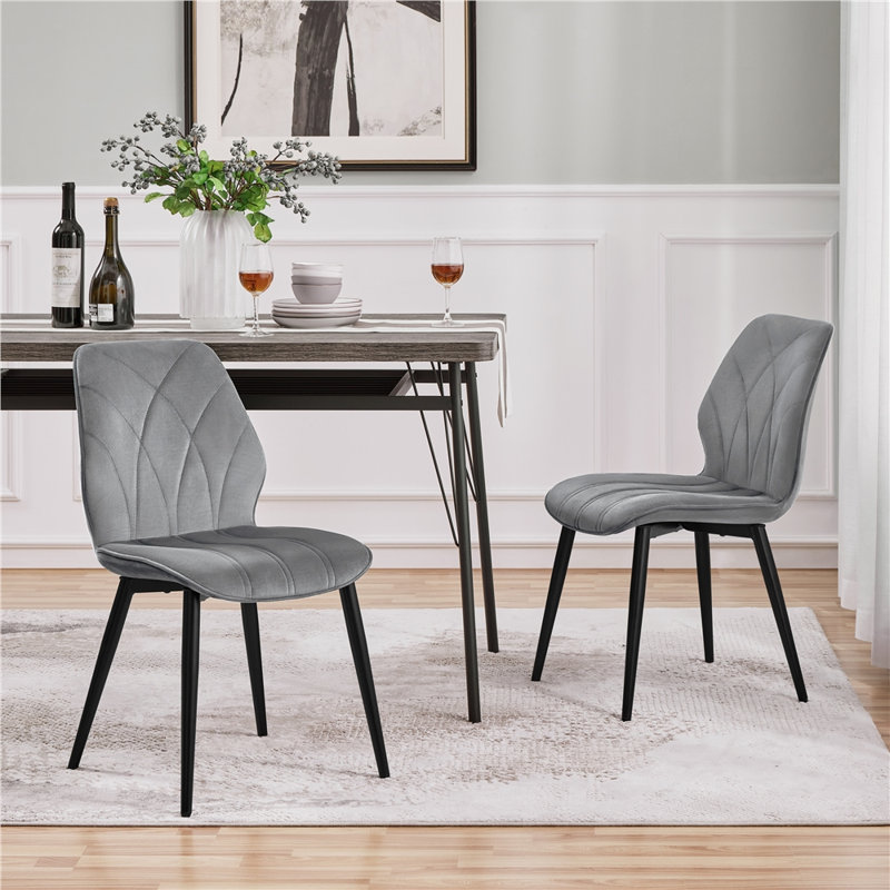 82cm H Upholstered Dining Chair Side Chair, Velvet/Light Grey