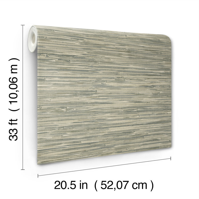 Exhale Light Brown Woven Faux Grasscloth Wallpaper, Vert