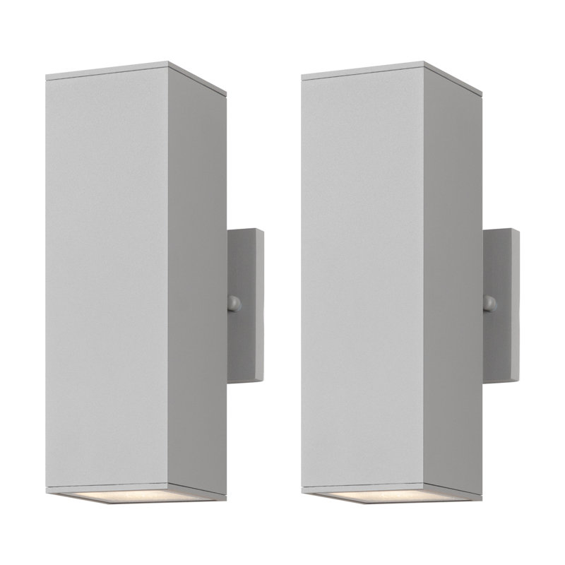 Applique murale d'extérieur à 2 lumières Alvisa avec aluminium, Gris, H 11,97 po x l 4,53 po x P 5,91 po