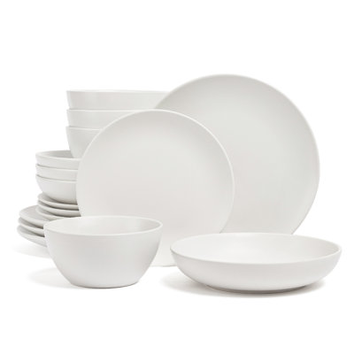 over&back Coupe 16-Piece Semi Hand-Finished Stoneware Dinnerware Set, Service for 4