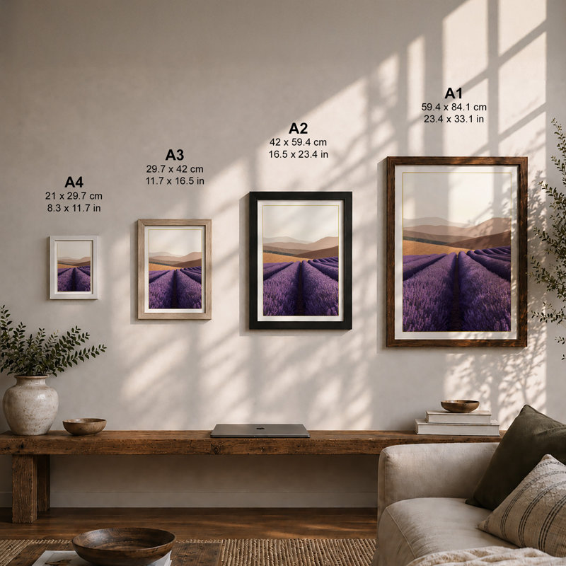 Lavender Fields at Horizon Botanical - Framed Print, A3 - 42.0 x 29.7 cm, Walnut