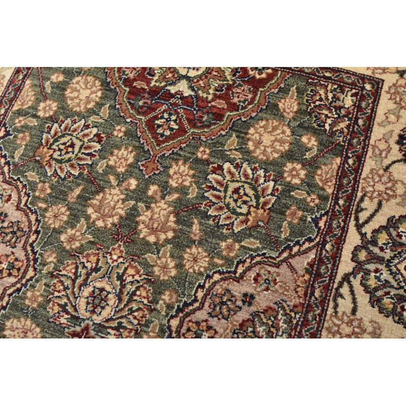 Tapis olive / orange en laine noué à la main de conception unique 3 pi 1 po x 5 pi New Age