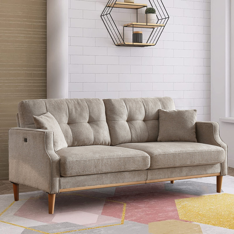 Canapé à accoudoirs carrés Reese, Polyester gris