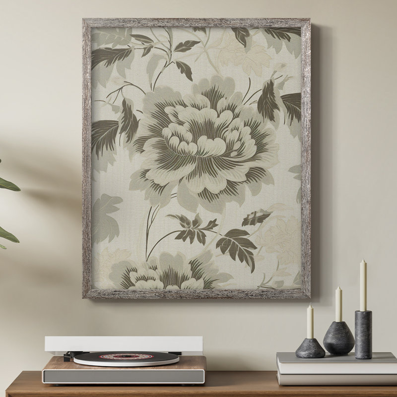 Reproduction florale rétro encadrée XXIII - bois massif, H 11 po x l 9 po