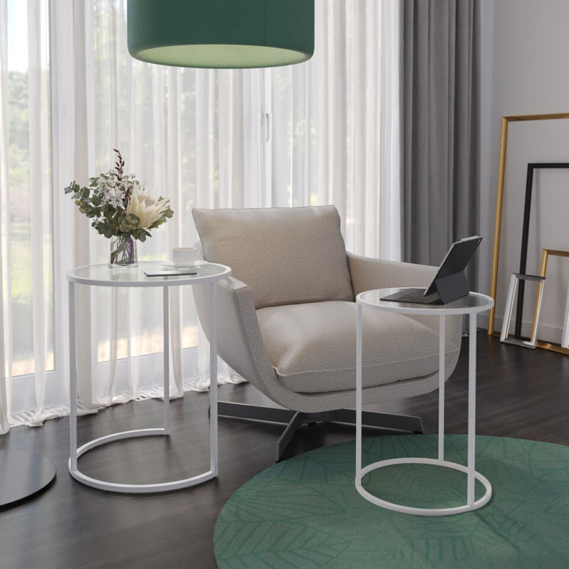 Shkar Three Leg Coffee Table, White, Transparent