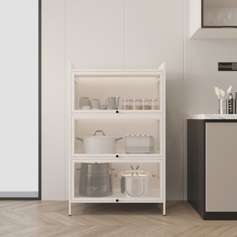 Armoire de rangement pour garde-manger avec portes et portes rétractables, armoires sur pieds