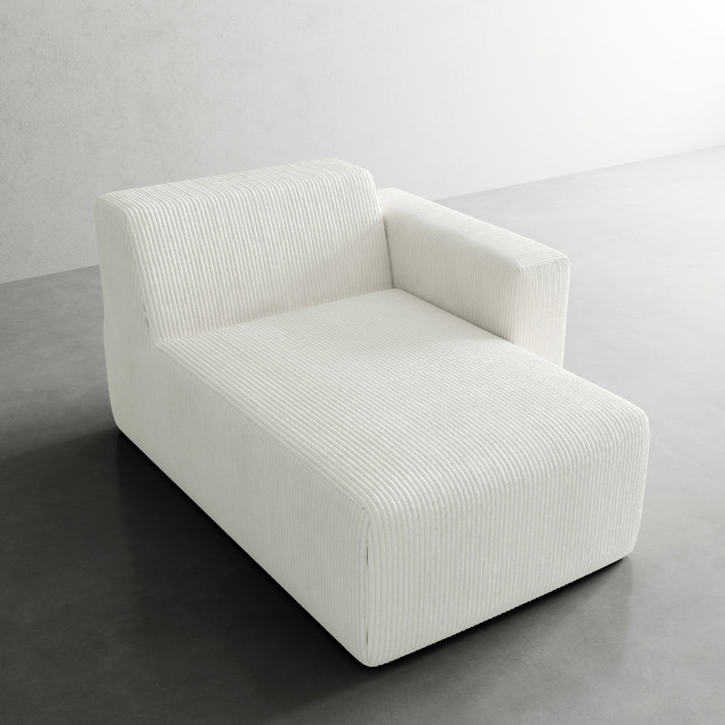 Chaise longue simple en velours côtelé Berlare, Beige