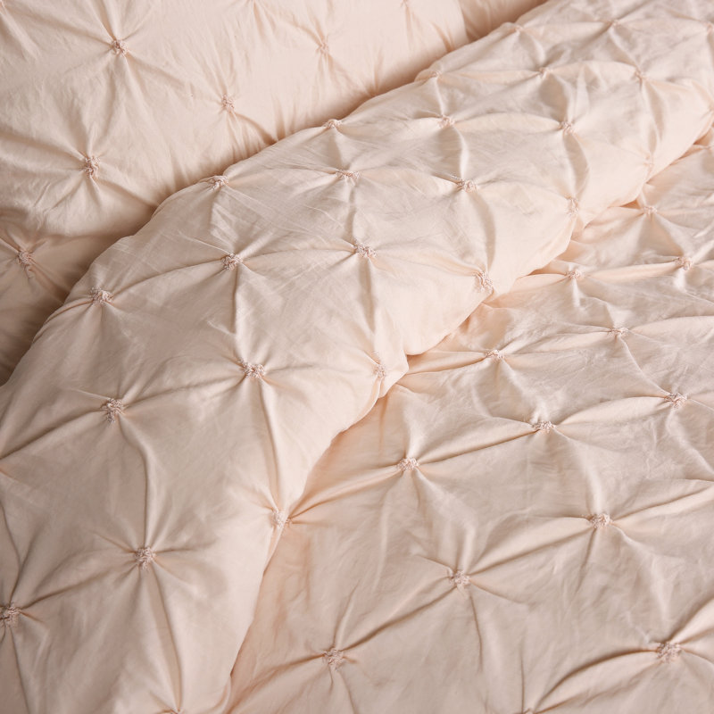 Ravello Microfiber Comforter Set, Full Comforter+2 Standard Shams+ 2 Throw Pillows, Blush