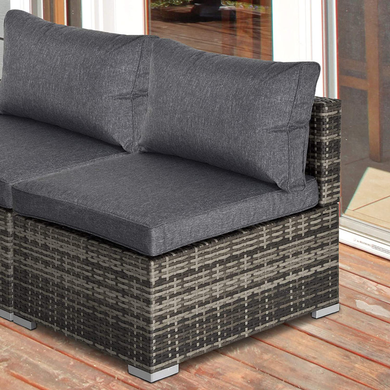 Gennett Wicker Outdoor Armless Lounge Chair, Dark Grey/Beige
