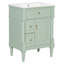 Meuble-lavabo de 24 po avec lavabo, armoire de salle de bain autoportante verte avec tiroir rabattable, tablette réglable, structure en bois d'hévéa massif, panneaux de fibres à densité moyenne et poignées en métal-1516758439