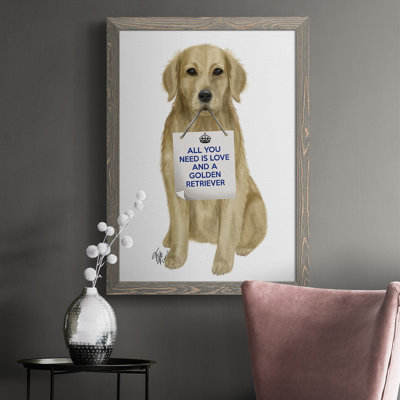 «Derrion Love And Golden Retriever», reproduction d'art sur toile