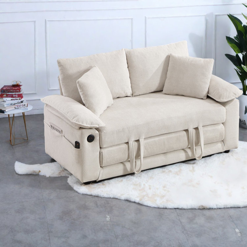 Extendable Sofas, Chenille 58 Inch Modern Compact Sleeper For Home