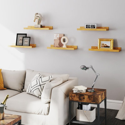 5 Set Floating Shelves, Wall Mounted Shelves For Wall Decor, Modern Picture Ledge Shelf With Lip For Wall Storage Nursery, Bedroom, Living Room, Bathroom