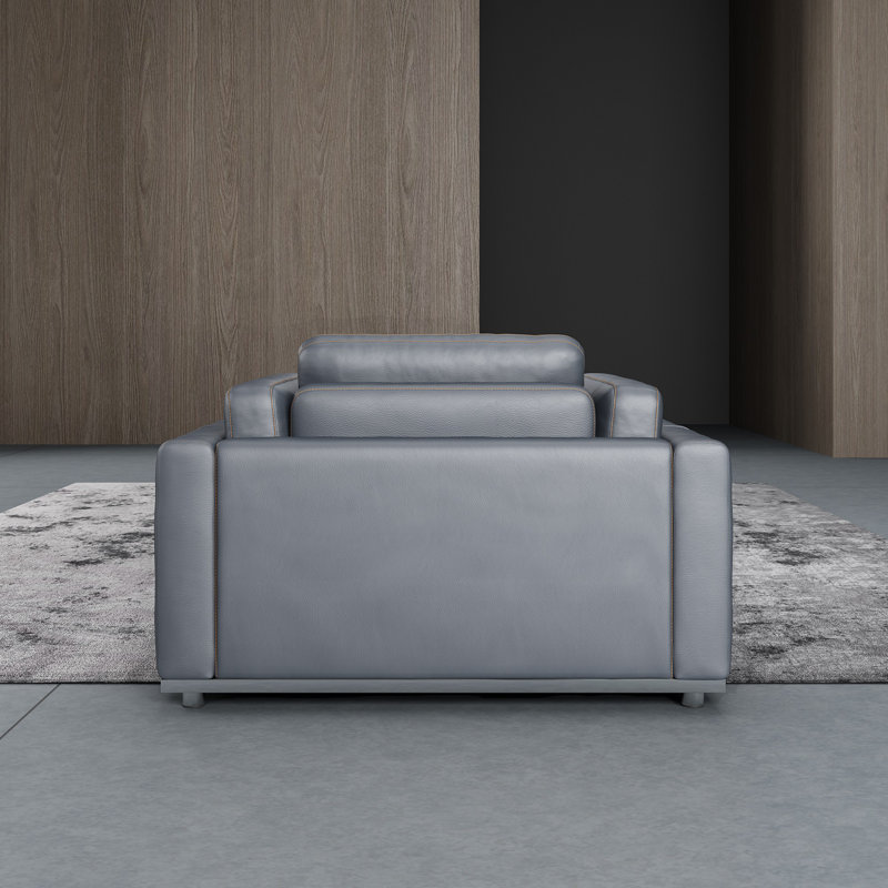 Picasso Leather Club Chair, Gray Genuine Leather