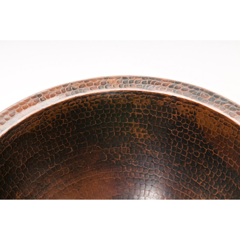 14" Round Oil Rubbed Bronze Hammered Copper Sink