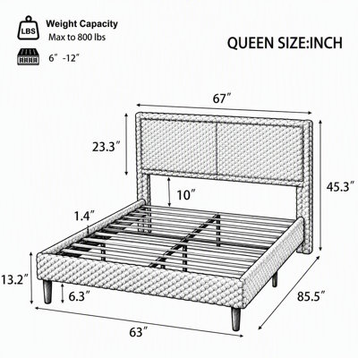 Simple Modern Plush Upholstered Bed with Soft Padded Backrest, Solid Wood Frame, King Size, Camel