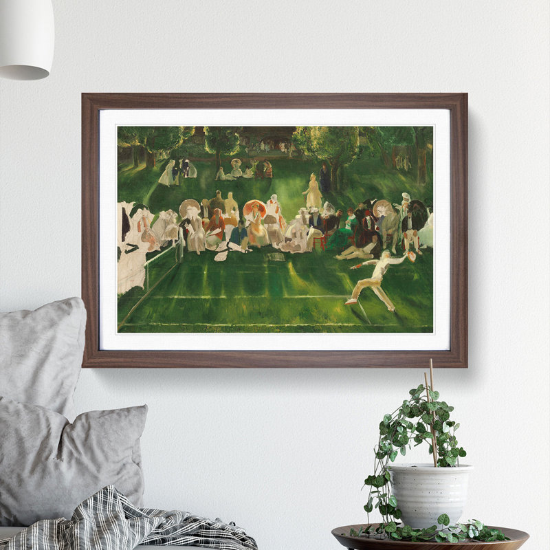 Tennis at Newport Vol.2 by George Bellows - Picture Frame Painting, Walnut, 36cm H x 48cm W x 2cm D