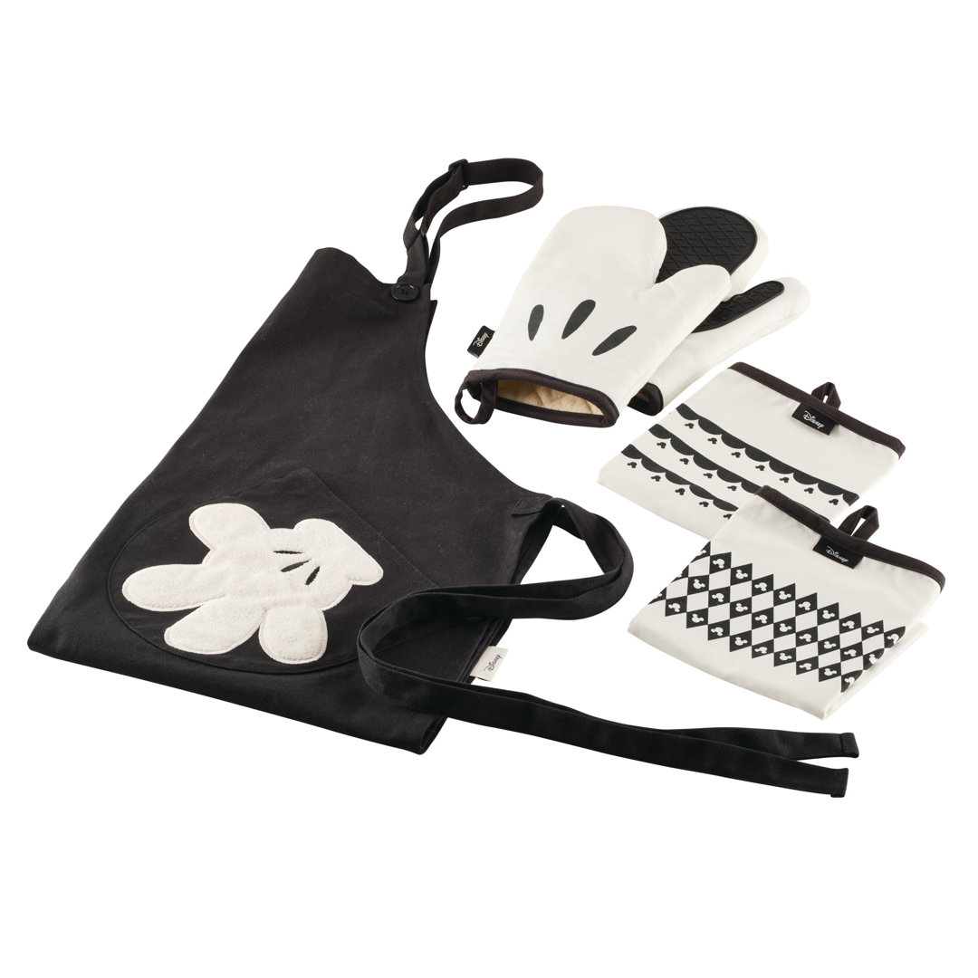 Disney Home Monochrome 5-Piece Oven Mitt, Apron, And Towel Set Disney Home