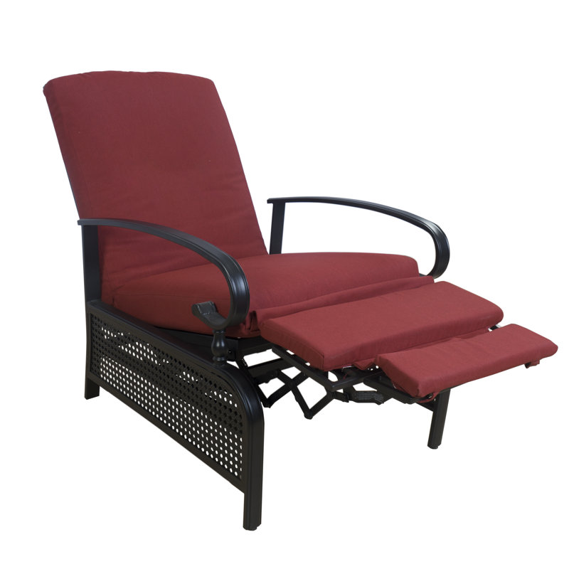Kozyard Adjustable Outdoor Reclining Lounge Chair, Cushioned Patio Chaise Lounge with Extendable Metal Frame for Sunbathing, Reading & Relaxing – Comfortable Outdoor Recliner(Burgundy)