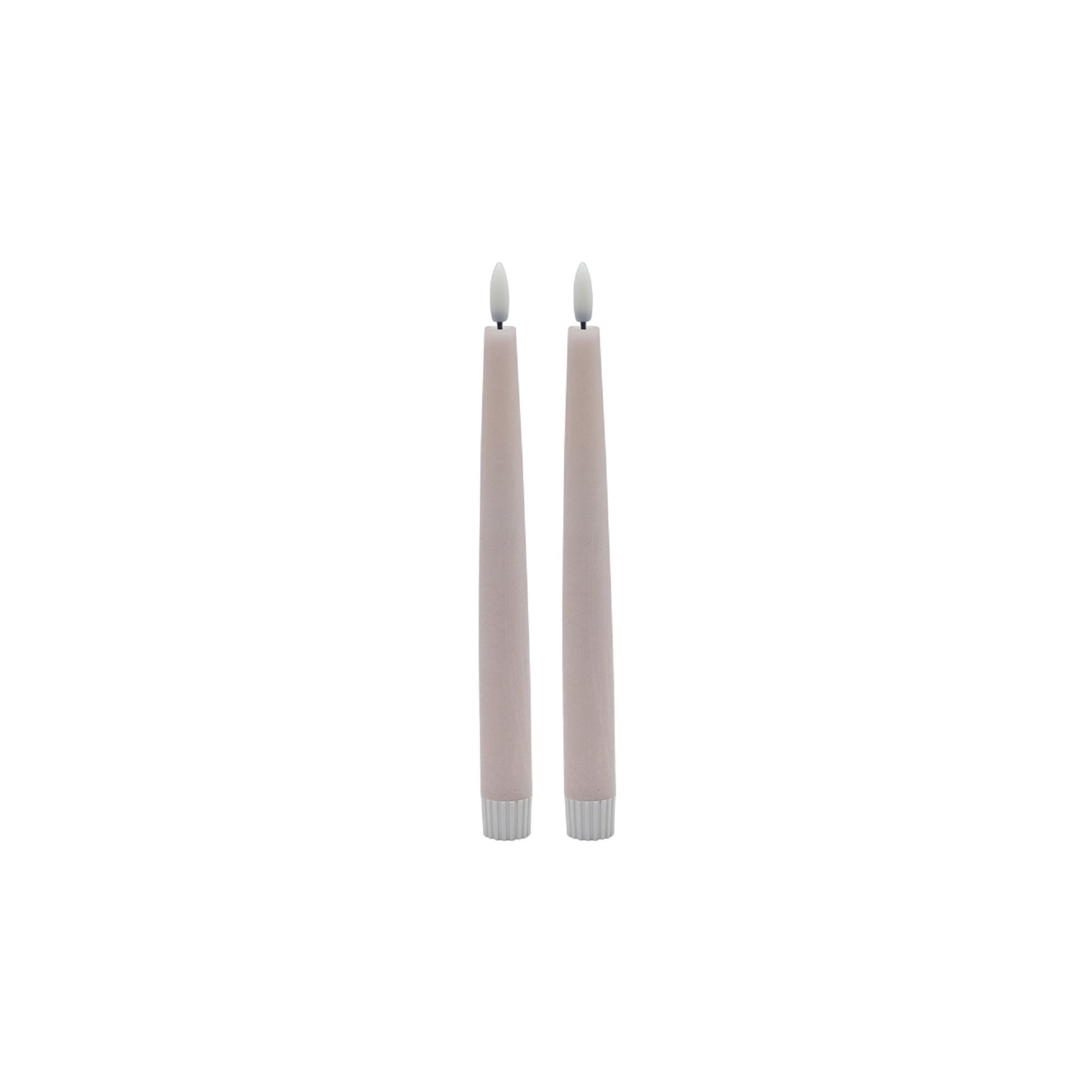 2 Pc Tall Flameless Taper Candle, Pink