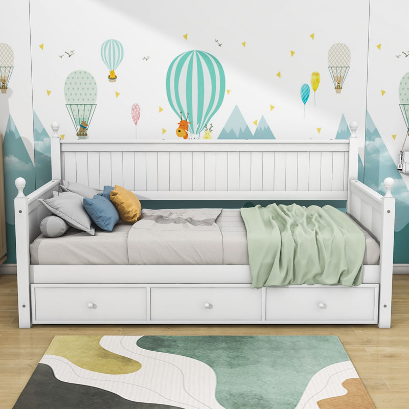 Dalen Twin Size Daybed with 3 Drawers, White