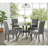 Heilig 4 - Person Faux Marble Top Four Leg Dining Set