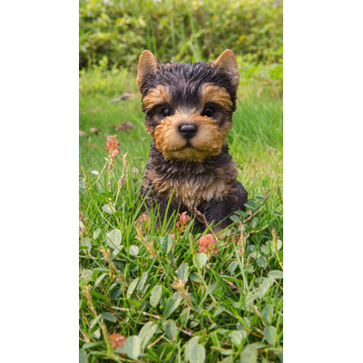 Statue chiot Yorkshire Terrier assis