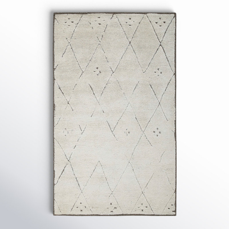 Carolan Lattice Hand Tufted Wool Area Rug in Brown/Gray, Rectangle 2' x 3'