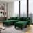 Boucle Fabric Convertible U Shape Sectional 3-Seater Sofa Couch With Distinctive Shell-Shaped Armrests And Removable Ottoman-119398243-119398247