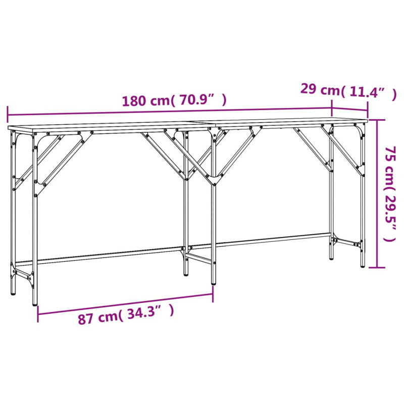 Nycole Console Table, 75 H x 180 W x 29 D cm, Grey Sonoma