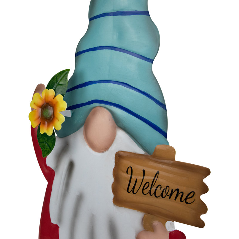 Piquet de jardin extérieur Welcome Gnome - 22 po - rouge