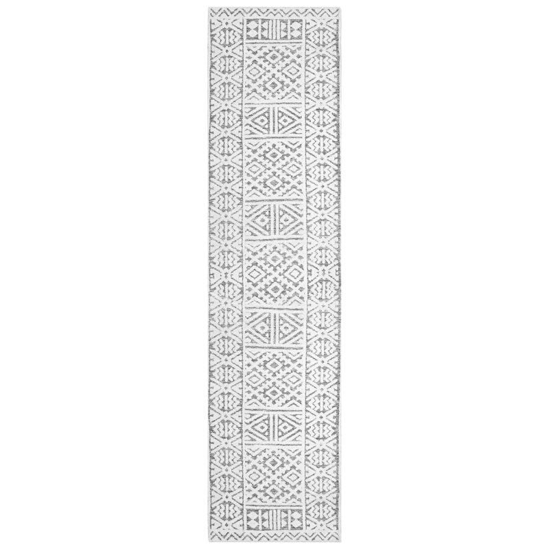 Tapis gris en microfibre tissé à la machine Cynthy, Tapis de couloir 2 pi 7 po x 10 pi
