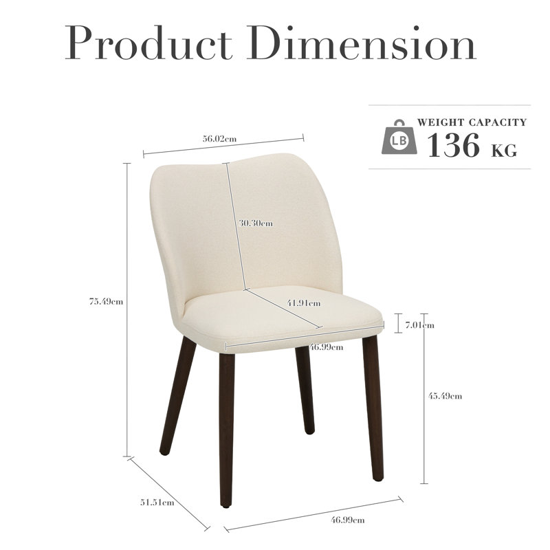 Modern Dining Wooden Chairs Side Chair with Curved Back, Beige