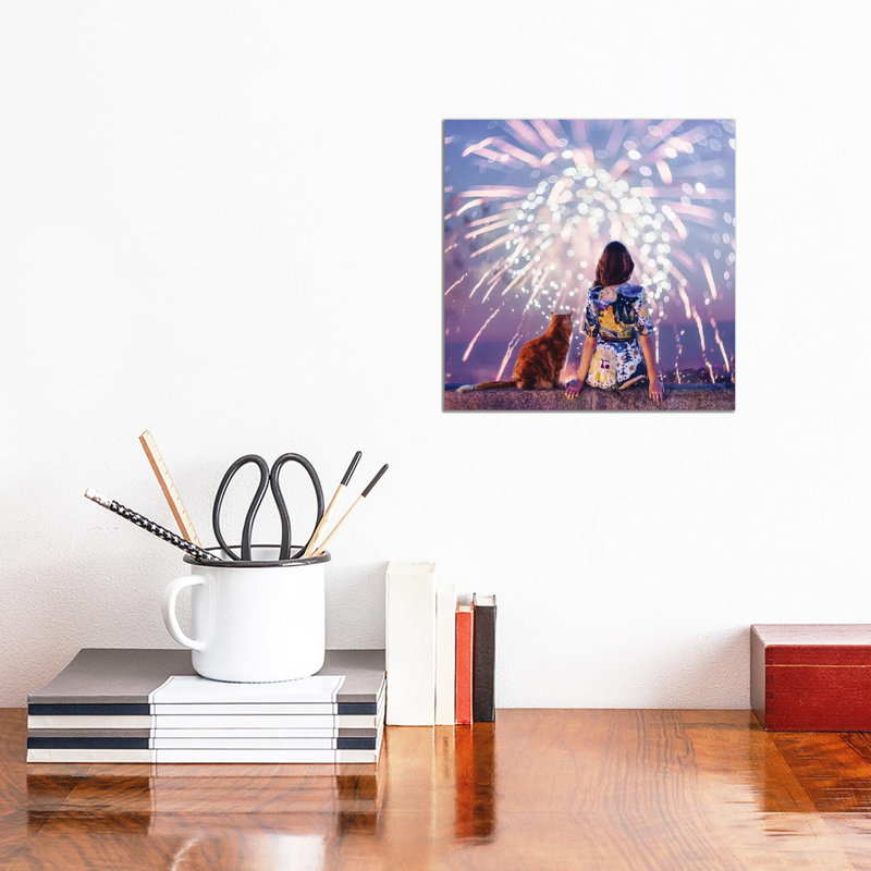 Nuit. Magie. Feux d’artifice de Hobopeeba-impression, Pas de tapis, Toile tendue, H 12 po x l 12 po x P 0,75 po
