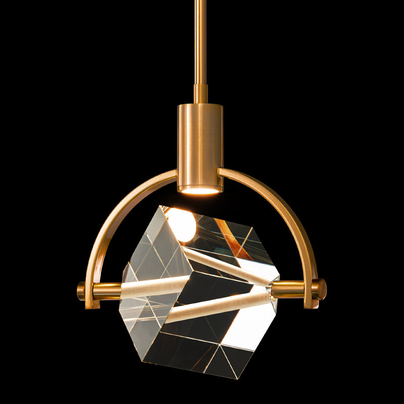 Luminaire suspendu en cristal pour îlot de cuisine à DEL Margoth, Noir / or