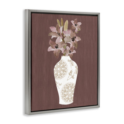 «Boho Geometric Vase», art mural encadré sur toile flottante par Janet Tava