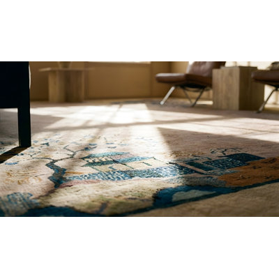 Tapis lavande antique en laine Art déco