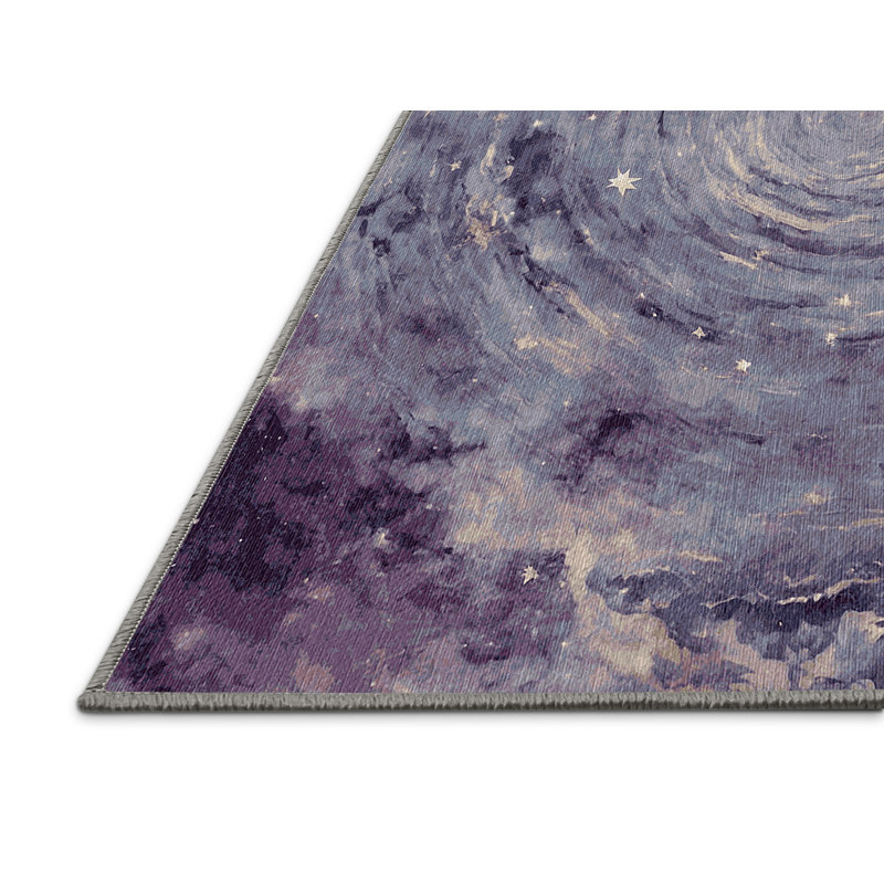 Machine Washable Purple Area Rug, Square 5'