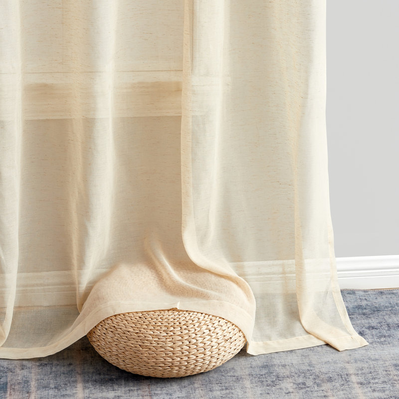 Linen Semi-Sheer Grommet Curtain Panels, 54" W x 96" L, Beige