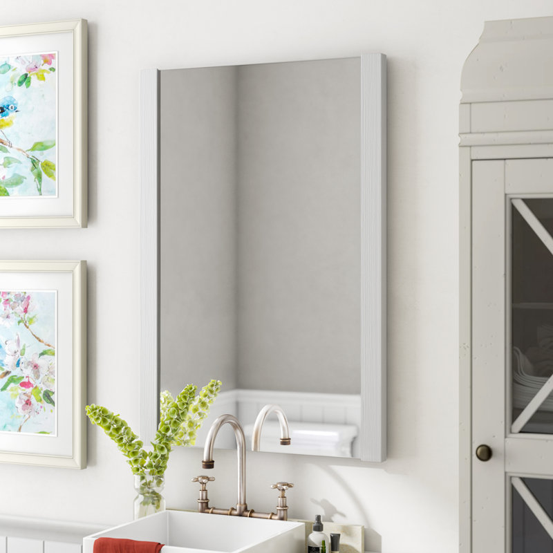 Kaleb Wood Rectangle Wall Mirror, Gray Oak, 31.5" H x 21.63" W