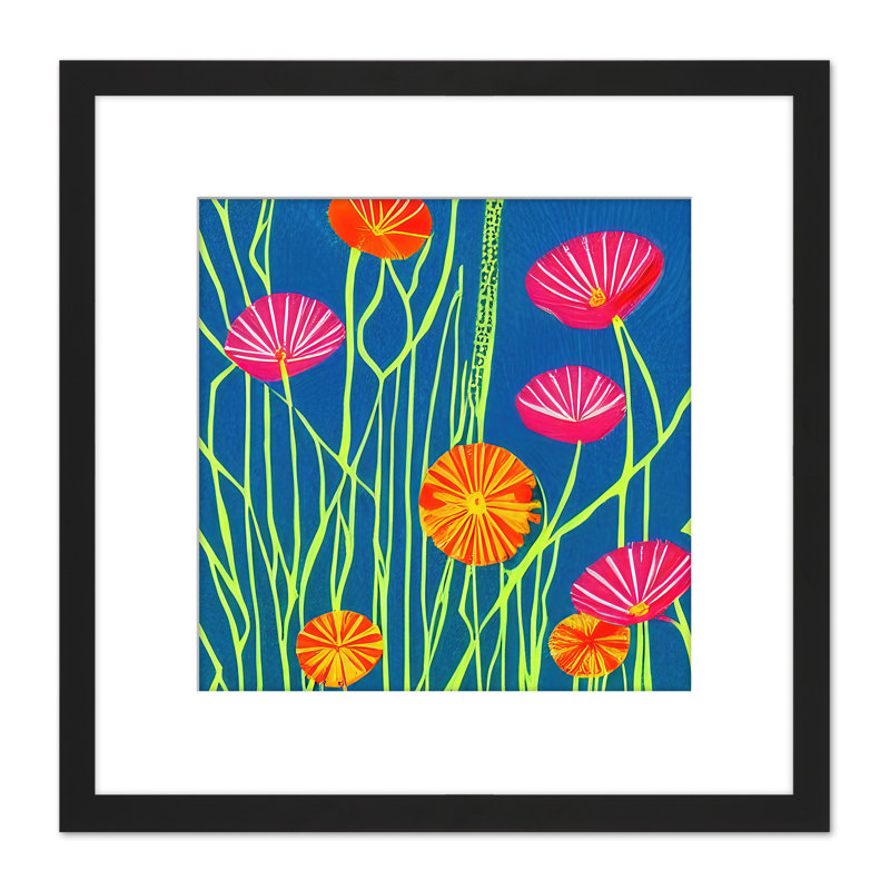 Floral Pattern Bright Poppy Poppies Flowers - Single Picture Frame Print