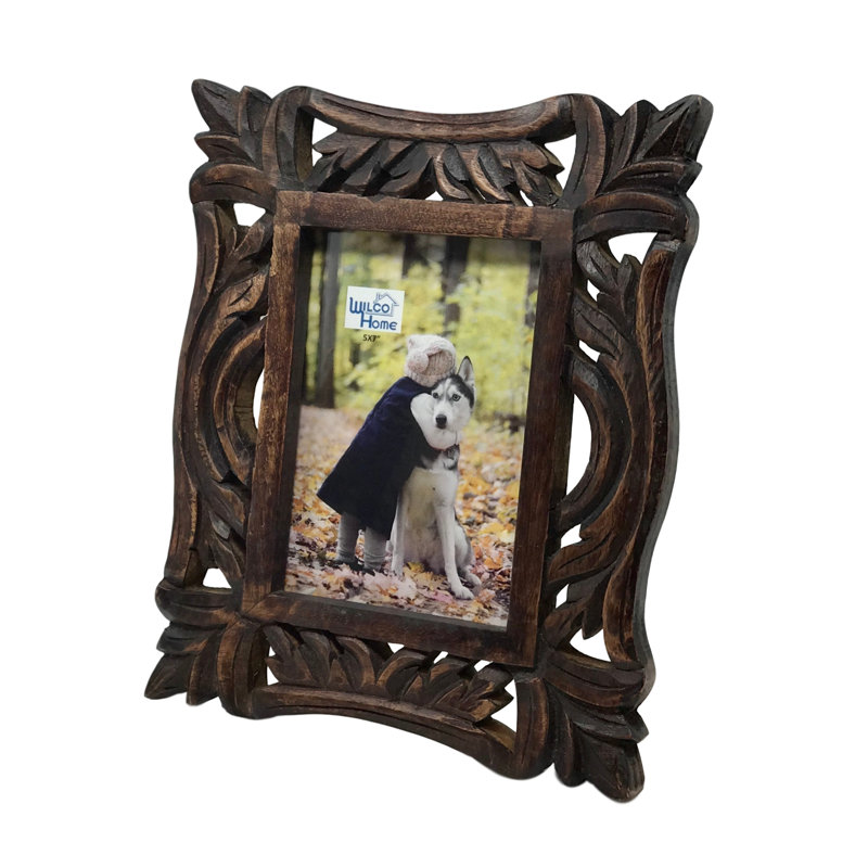 Brown Wood Embossed Picture Frame, 5" x 7"