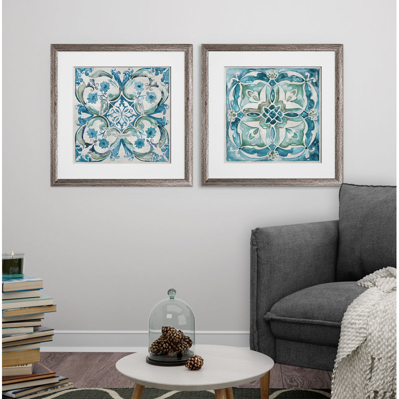 «Caribbean Tile», ensemble de 2 reproductions encadrées