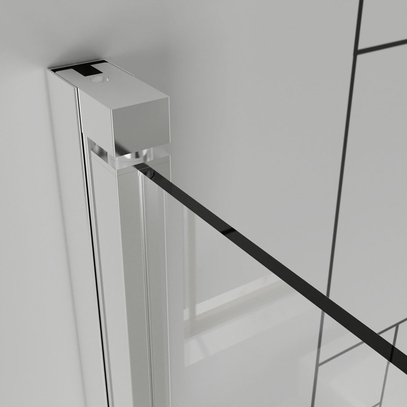 Portes de douche pivotantes, porte de douche battante pliante sans cadre l 32 po x H 72 po, verre trempé transparent de 1/4 po (6 mm), quincaillerie de finition, installation réversible