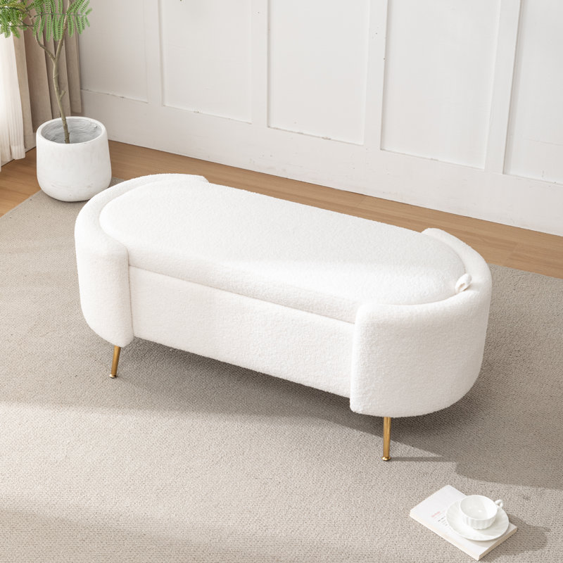 Kaycey Upholstered Storage Bench, White